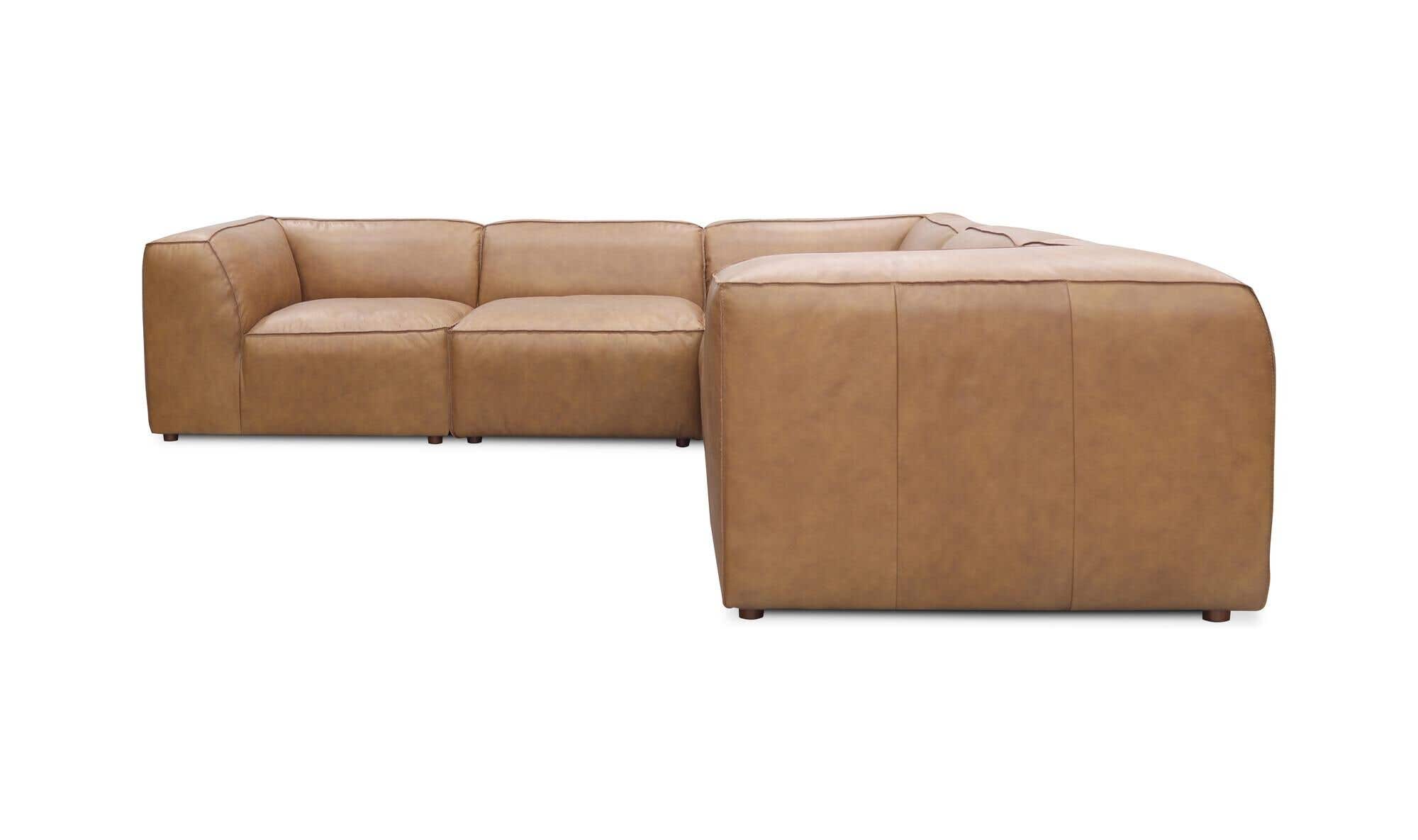 Leather Form Classic L-Shaped Modular Sectional Sonoran Tan