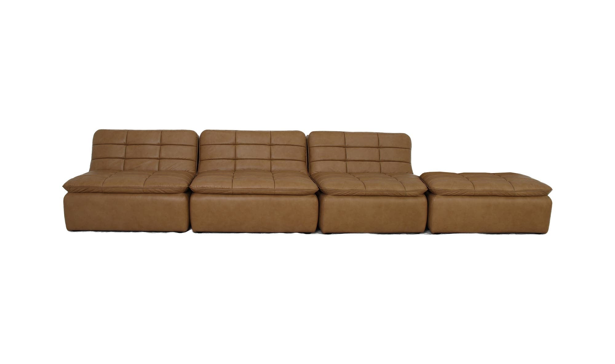 Lino Lounge Modular Sectional Tan Leather Tan