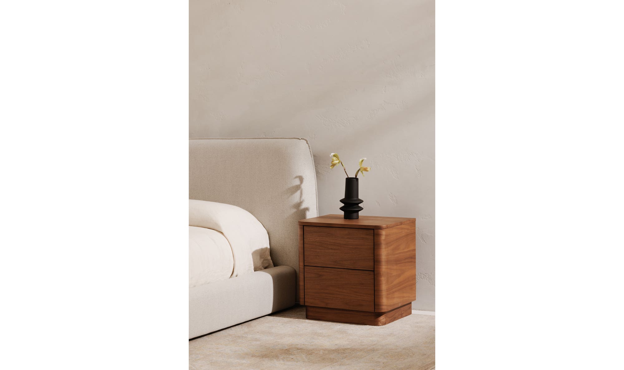 Round Off Tall Nightstand Walnut Brown 3