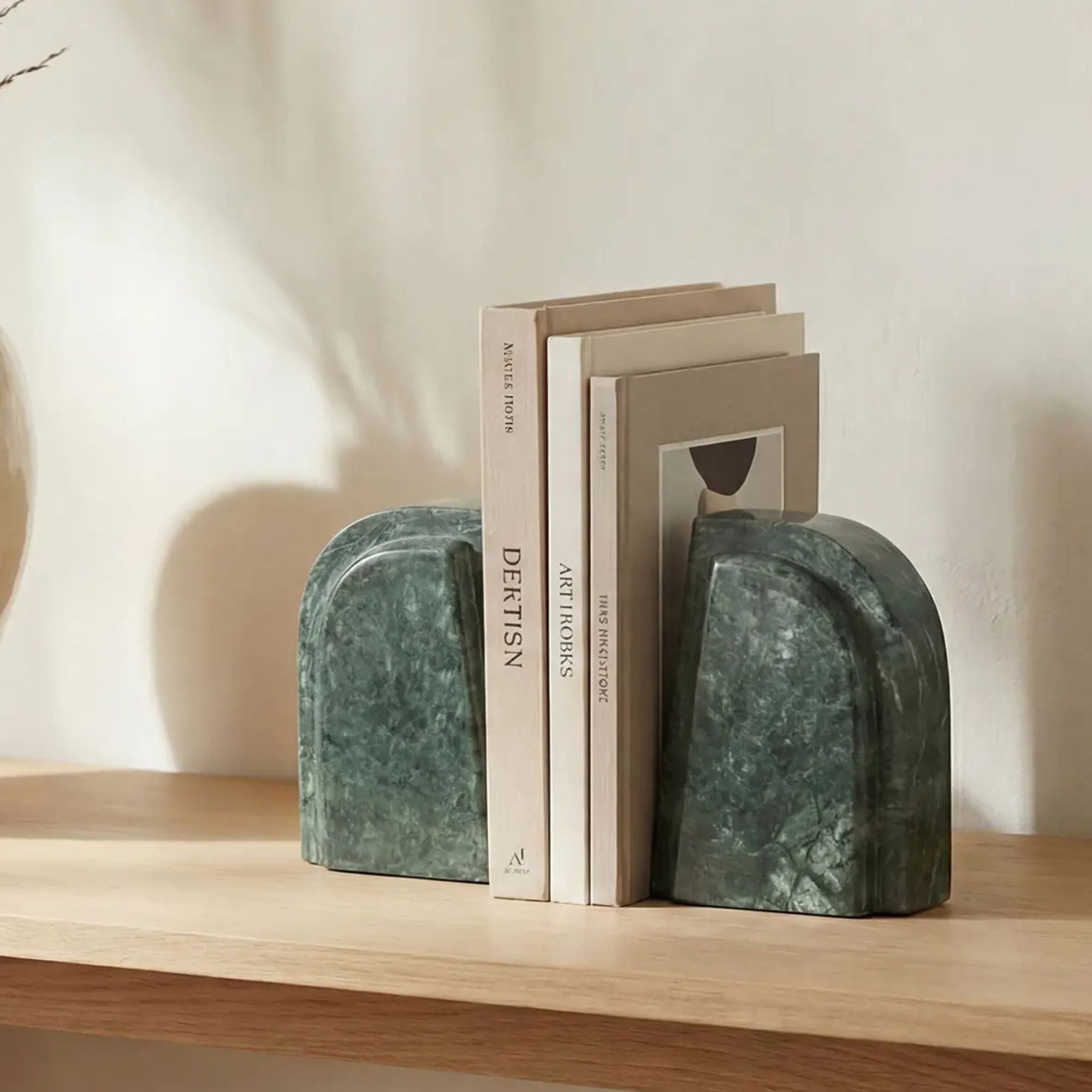 Zane bookends by Moe's Home Collection, green marble, set of 2